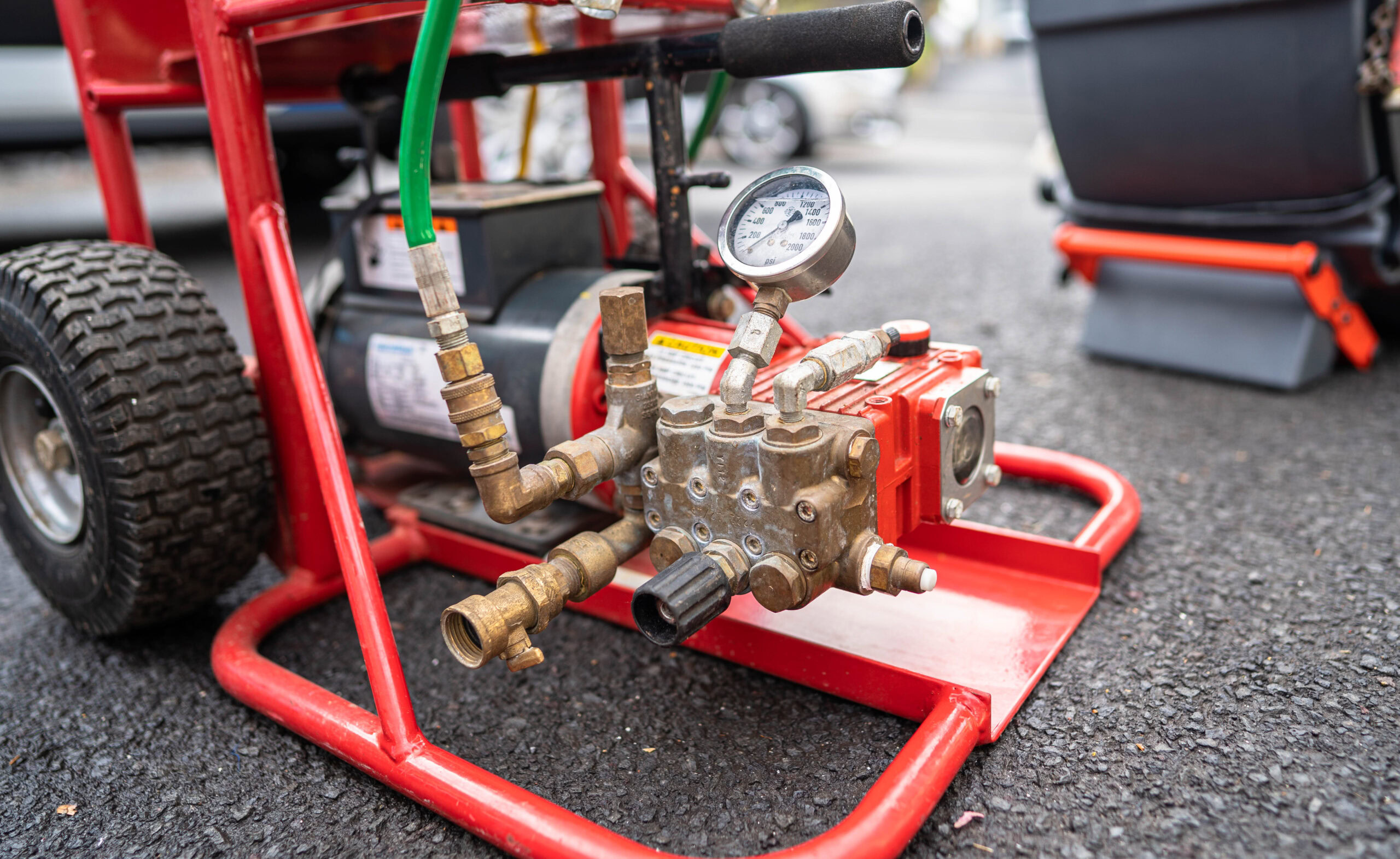 Hydro jetting equipment for plumbing pipe cleaning and maintenance.